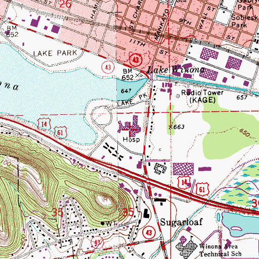 Topographic Map of Family Medicine Center of Winona, MN