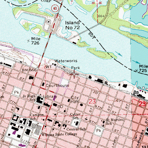 Topographic Map of Waterworks Park, MN