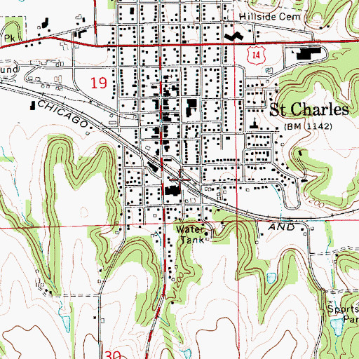 Topographic Map of Saint Charles, MN