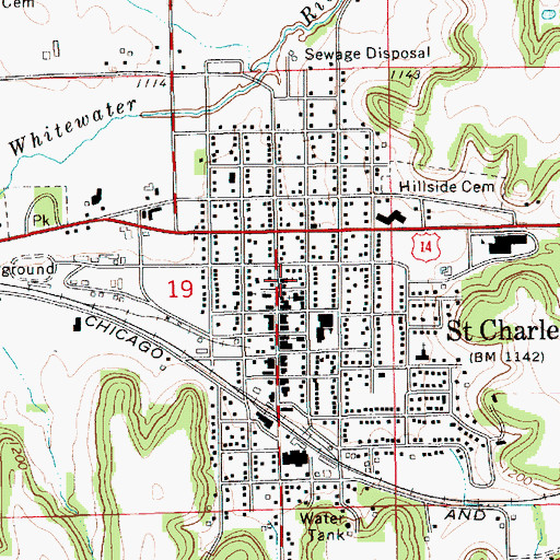 Topographic Map of Saint Charles Catholic Church, MN