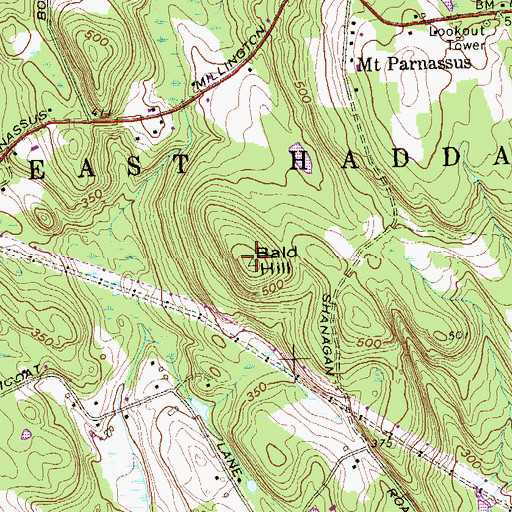 Topographic Map of Bald Hill, CT