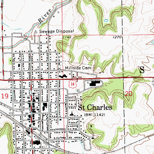 Topographic Map of Faith Lutheran Church, MN