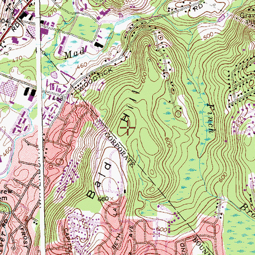 Topographic Map of Bald Hill, CT