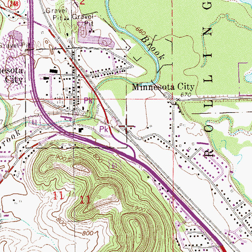 Topographic Map of Minnesota City, MN