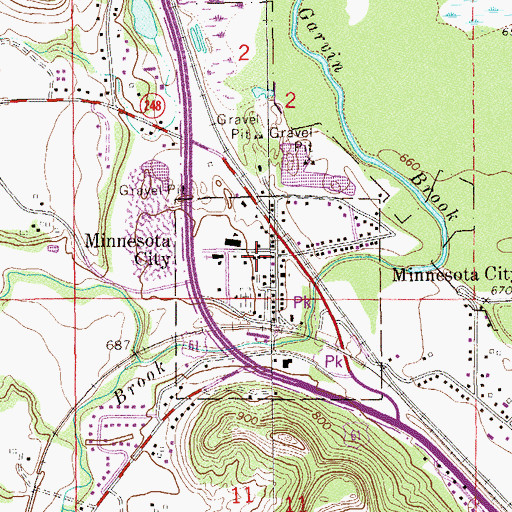 Topographic Map of Minnesota City Village Hall, MN