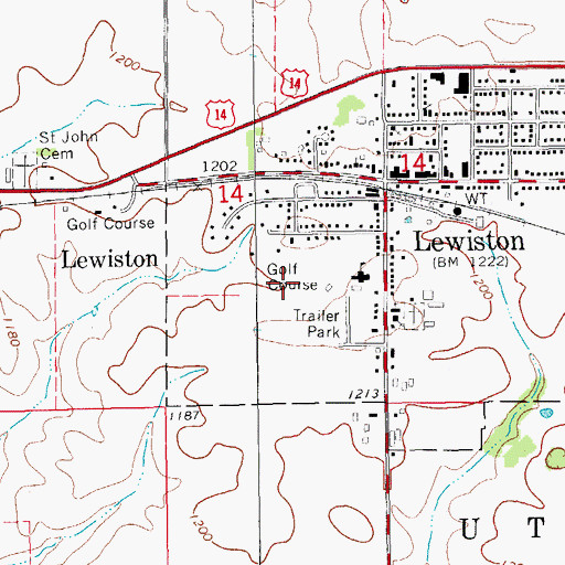 Topographic Map of Lewiston Country Club, MN