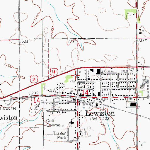 Topographic Map of Lewiston Volunteer Fire Department, MN