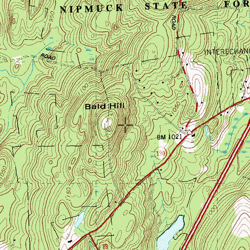 Topographic Map of Bald Hill, CT