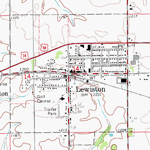 Topographic Map of Lewiston, MN