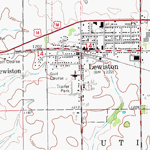 Topographic Map of Lewiston Elementary School, MN