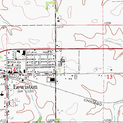 Topographic Map of Lewiston School, MN