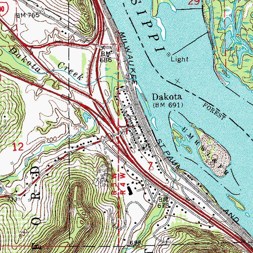 Topographic Map of Riverside United Methodist Church, MN