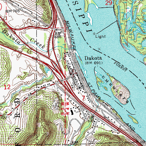 Topographic Map of Grace Lutheran Church, MN