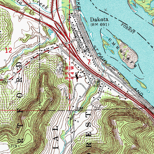 Topographic Map of Dakota Elementary School, MN