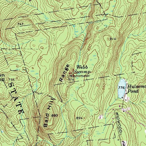 Topographic Map of Bald Hill Range, CT