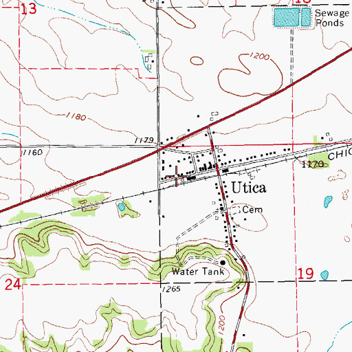 Topographic Map of Utica, MN