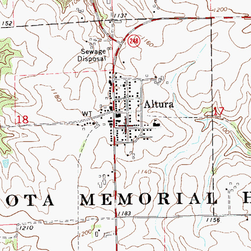 Topographic Map of Saint Anthony Catholic Church, MN