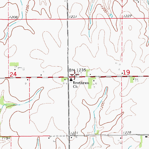 Topographic Map of Brethren Cemetery, MN