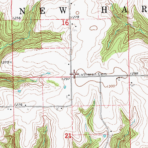 Topographic Map of Lutheran Cemetery, MN