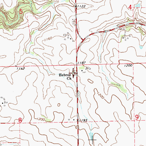 Topographic Map of Hebron Cemetery, MN