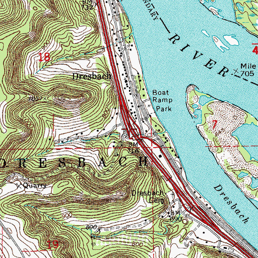 Topographic Map of Interchange 272, MN