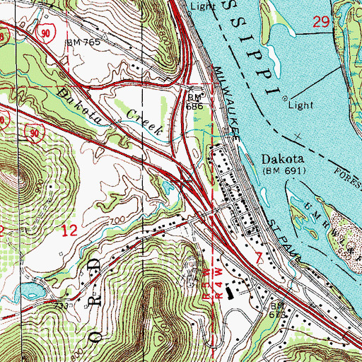 Topographic Map of Interchange 270, MN