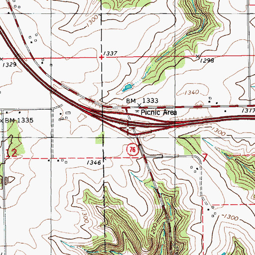 Topographic Map of Interchange 257, MN