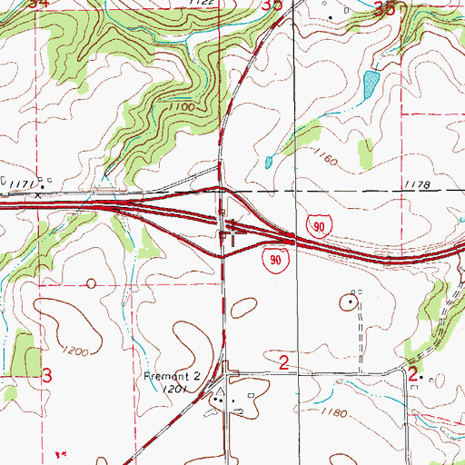 Topographic Map of Interchange 242, MN