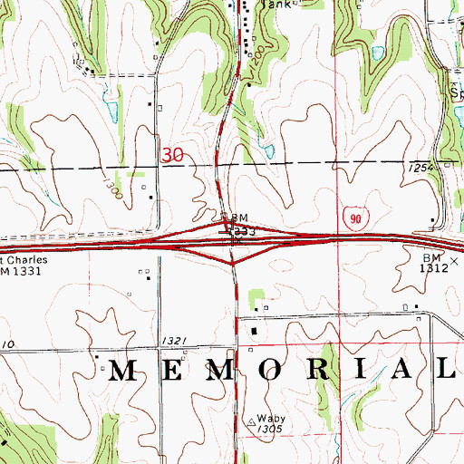 Topographic Map of Interchange 233, MN