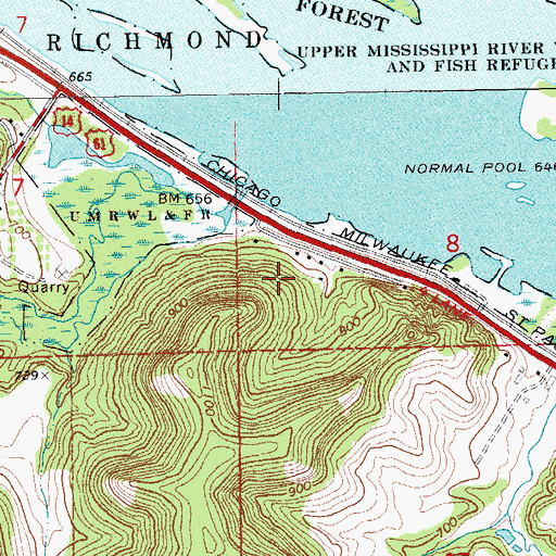 Topographic Map of Twin Bluffs Scenic Overlook, MN