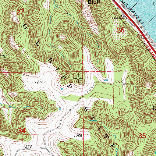 Topographic Map of Great River Bluffs Historical Marker, MN