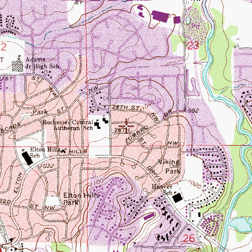Topographic Map of Augsburg College - Rochester, MN