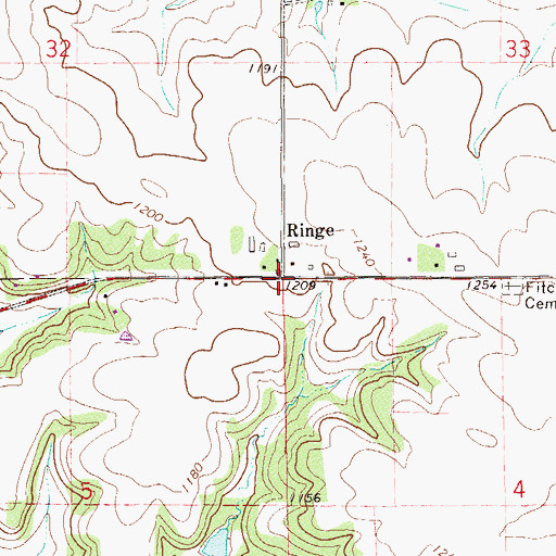 Topographic Map of Ringe Post Office (historical), MN