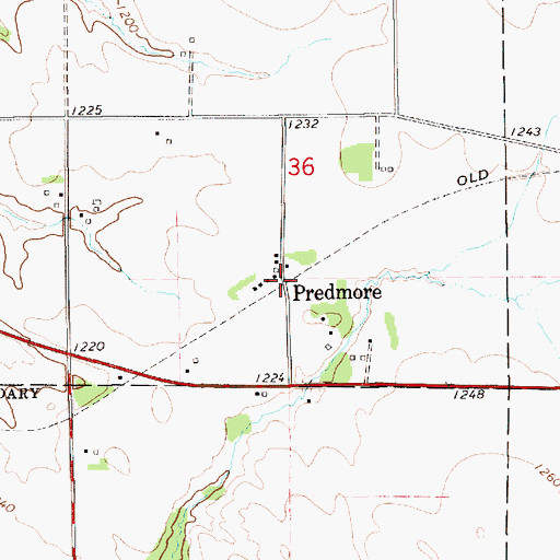 Topographic Map of Predmore Post Office (historical), MN