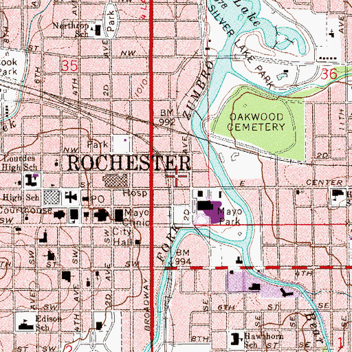 Topographic Map of Salvation Army Citadel, MN