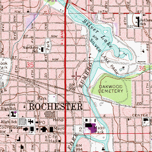 Topographic Map of Mount Zion Christian Center, MN