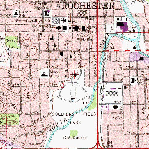 Topographic Map of Zumbro Lutheran Church, MN