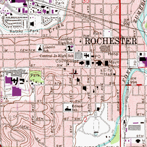 Topographic Map of Trinity Lutheran Church, MN