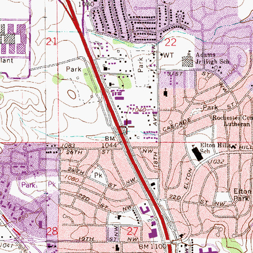Topographic Map of Holy Cross Lutheran Church, MN