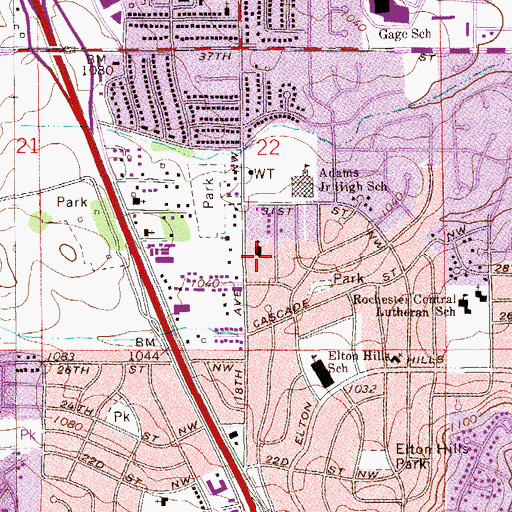 Topographic Map of Mount Olive Lutheran Church, MN