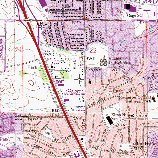 Topographic Map of Emmanuel Baptist Church, MN