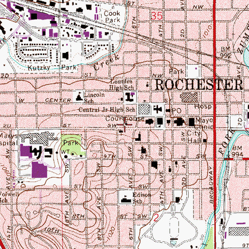 Topographic Map of B'nai Israel Synagogue, MN