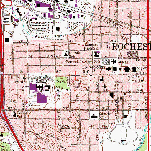 Topographic Map of Rochester Church of Christ, MN