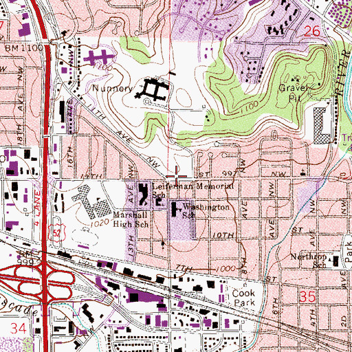 Topographic Map of Assissi Heights Catholic Church, MN