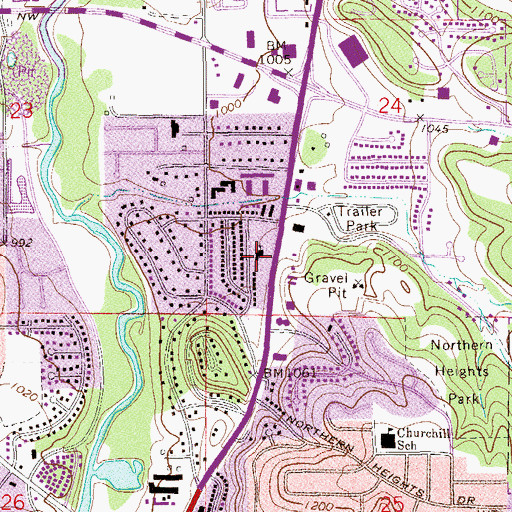 Topographic Map of Evangelical United Methodist Church, MN