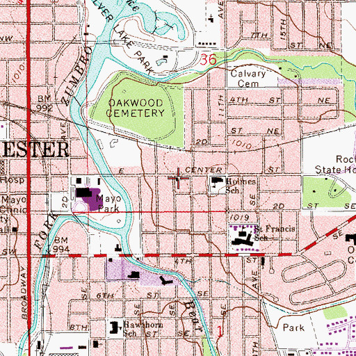 Topographic Map of Rochester Faith Tabernacle, MN