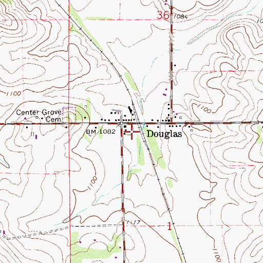 Topographic Map of Douglas (historical), MN