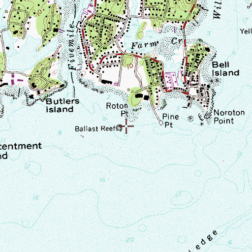 Topographic Map of Ballast Reef, CT