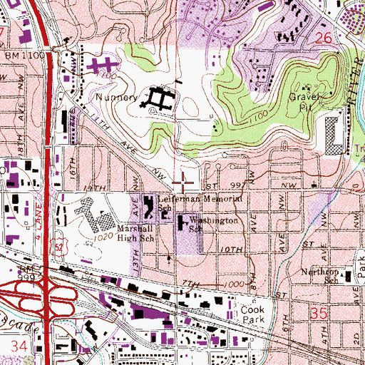 Topographic Map of Assissi Heights, MN