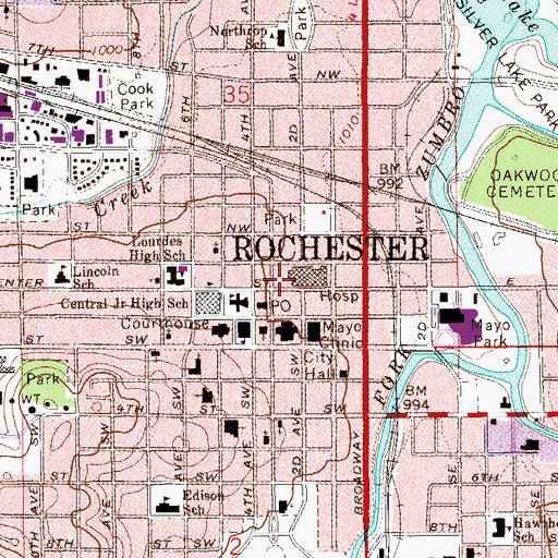 Topographic Map of Charlton Building, MN